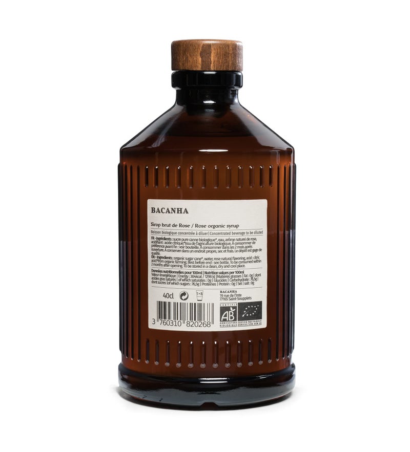BACANHA - Organic and Raw Syrup - Rose Syrup - For Cocktail, Water, Coffee, Lemonade and Iced Tea - 400 ml - Image 2